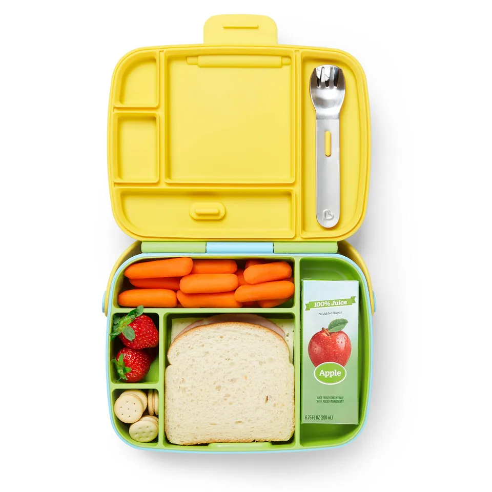 munchkin-bento-bo-te-lunch-5-compartiments-avec-couverts-inox-verte image 1