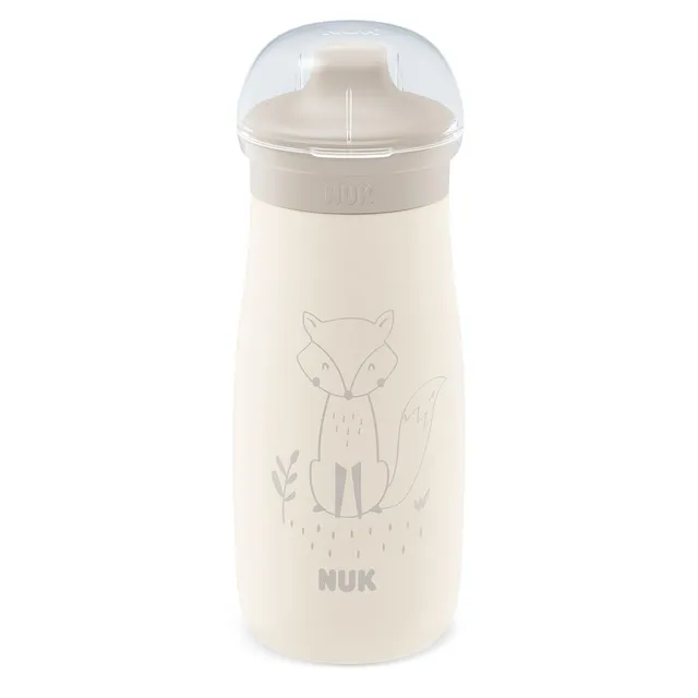 nuk-mini-me-gourde-inox-enfant-300-ml-9-mois-bec-anti-morsures-renard-beige image 1