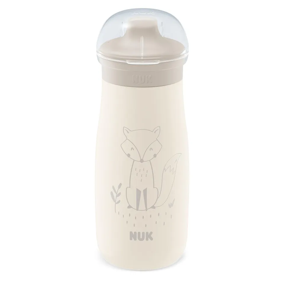 nuk-mini-me-gourde-inox-enfant-300-ml-9-mois-bec-anti-morsures-renard-beige image 1