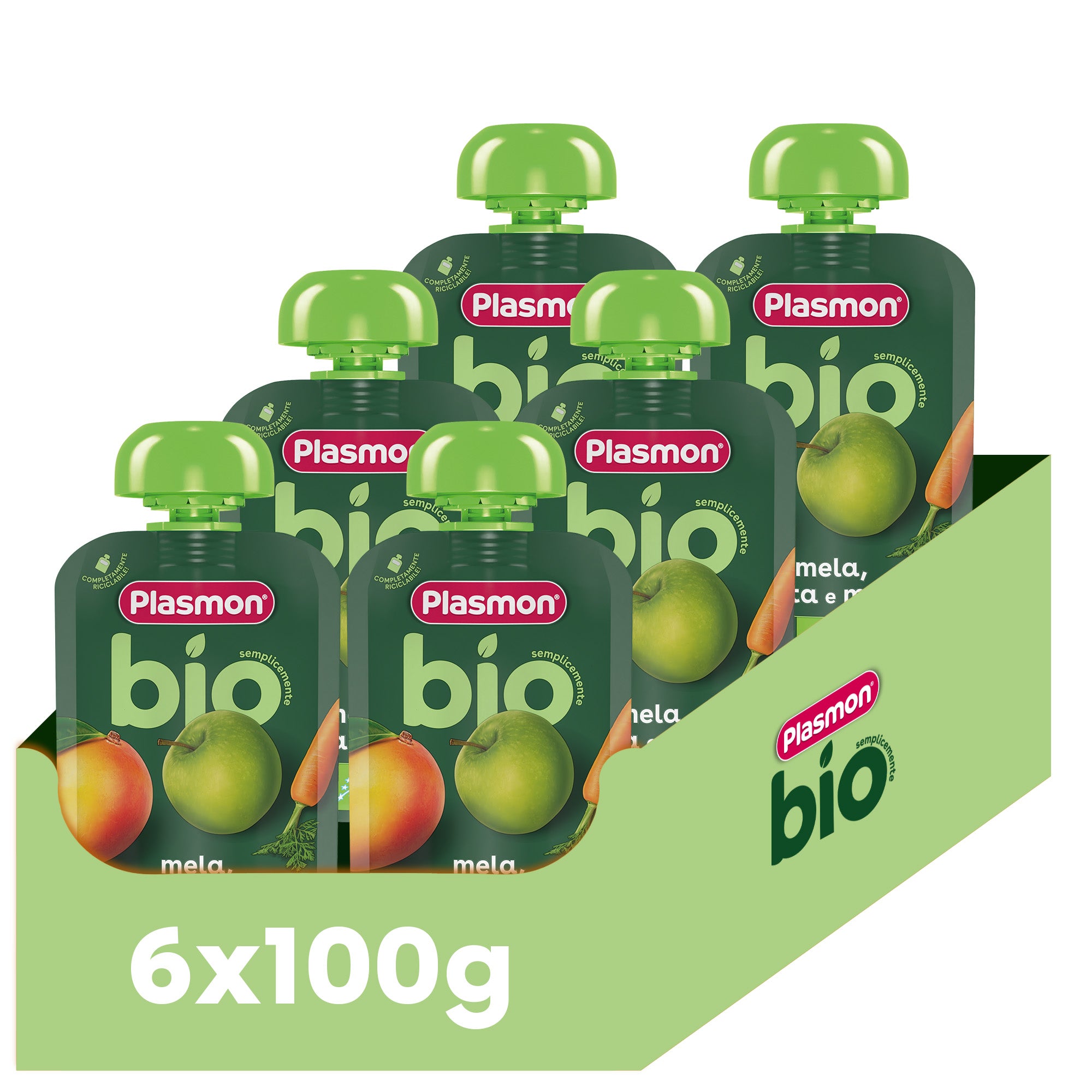 plasmon-frullato-bio-pomme-carotte-mangue-gourde-b-b-bio-6x100g image 1