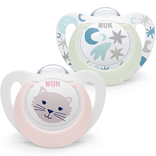 nuk-star-night-day-sucette-b-b-0-6-mois-silicone-phosphorescent-chat-rose-lot-de image 8