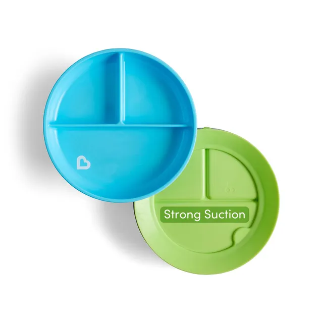 munchkin-set-de-2-assiettes-divis-es-ventouse-b-b-6-mois-bleu-vert image 1