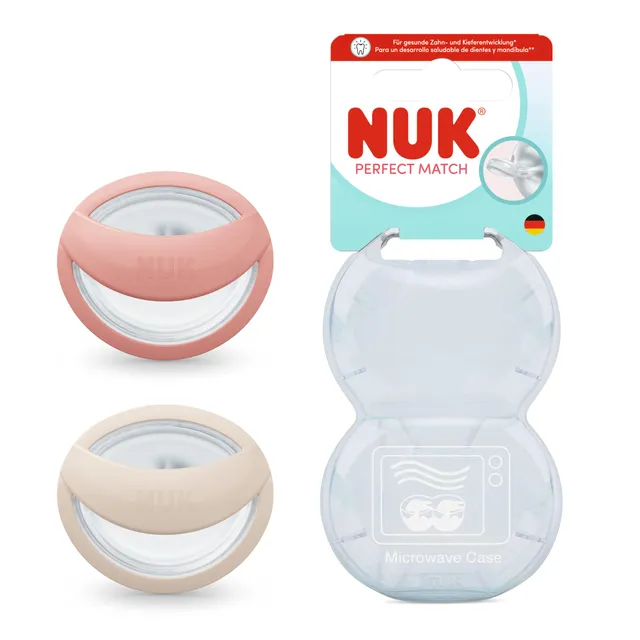 nuk-perfect-match-sucette-b-b-0-6-mois-beige-rouge-lot-de-2 image 1