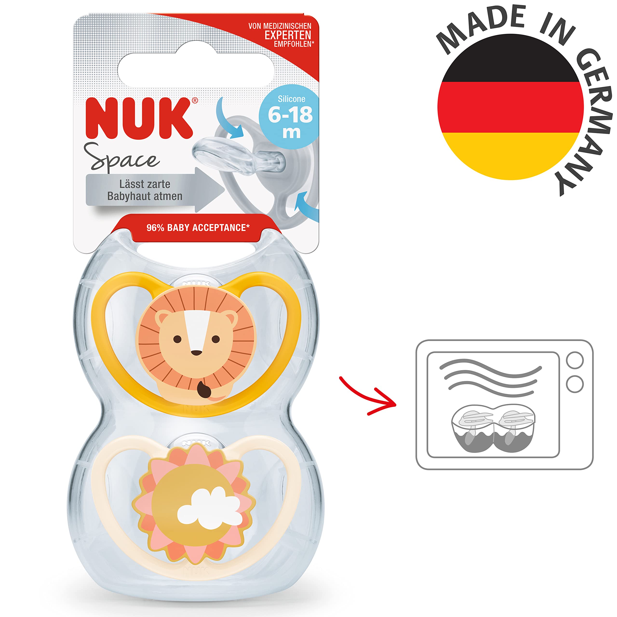 nuk-space-sucette-silicone-6-18-mois-lion-lot-de-2-sans-bpa image 5