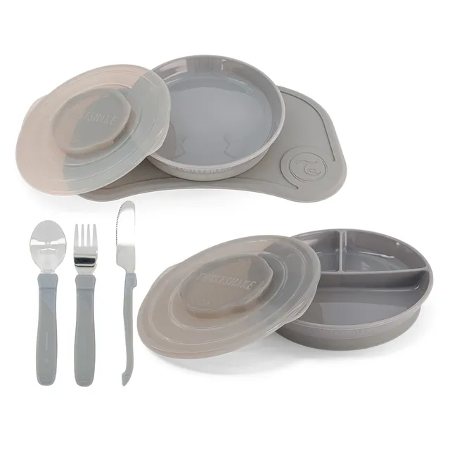 twistshake-set-vaisselle-b-b-6-pi-ces-click-mat-6-mois-gris image 1
