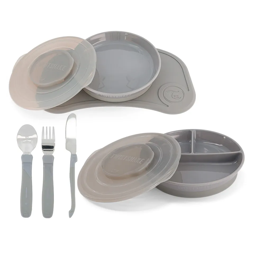 twistshake-set-vaisselle-b-b-6-pi-ces-click-mat-6-mois-gris image 1