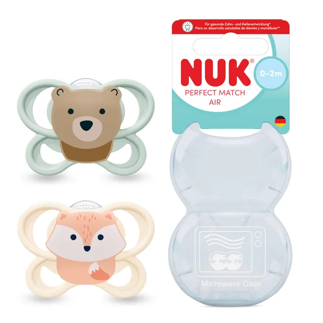 nuk-perfect-match-air-sucette-nouveau-n-0-2-mois-renard-ours-lot-de-2 image 1