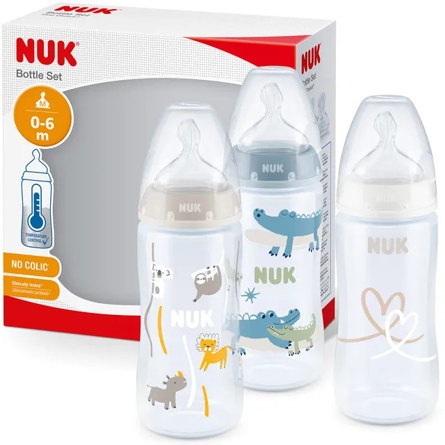 nuk-first-choice-lot-de-3-biberons-0-6-mois-300-ml-safari-sans-bpa image 1
