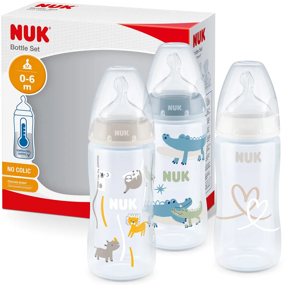 nuk-first-choice-lot-de-3-biberons-0-6-mois-300-ml-safari-sans-bpa image 1