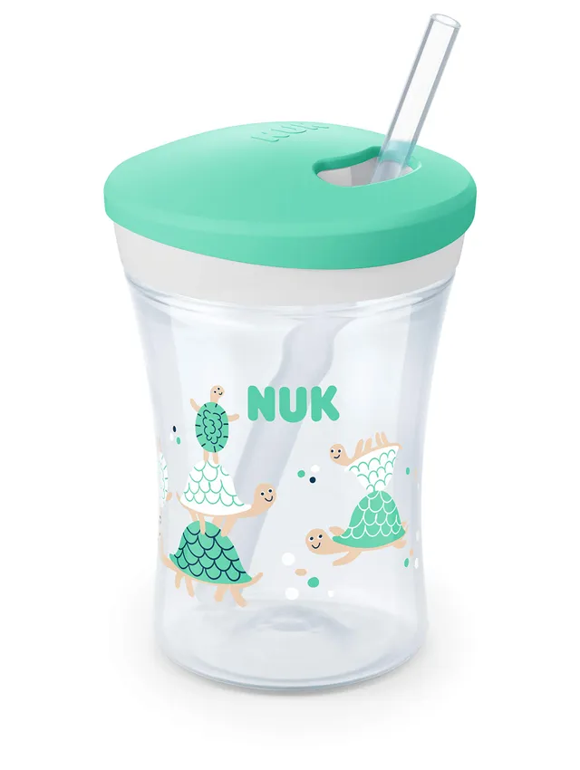 nuk-action-cup-tasse-enfant-230-ml-12-mois-paille-souple-tortue-vert image 1