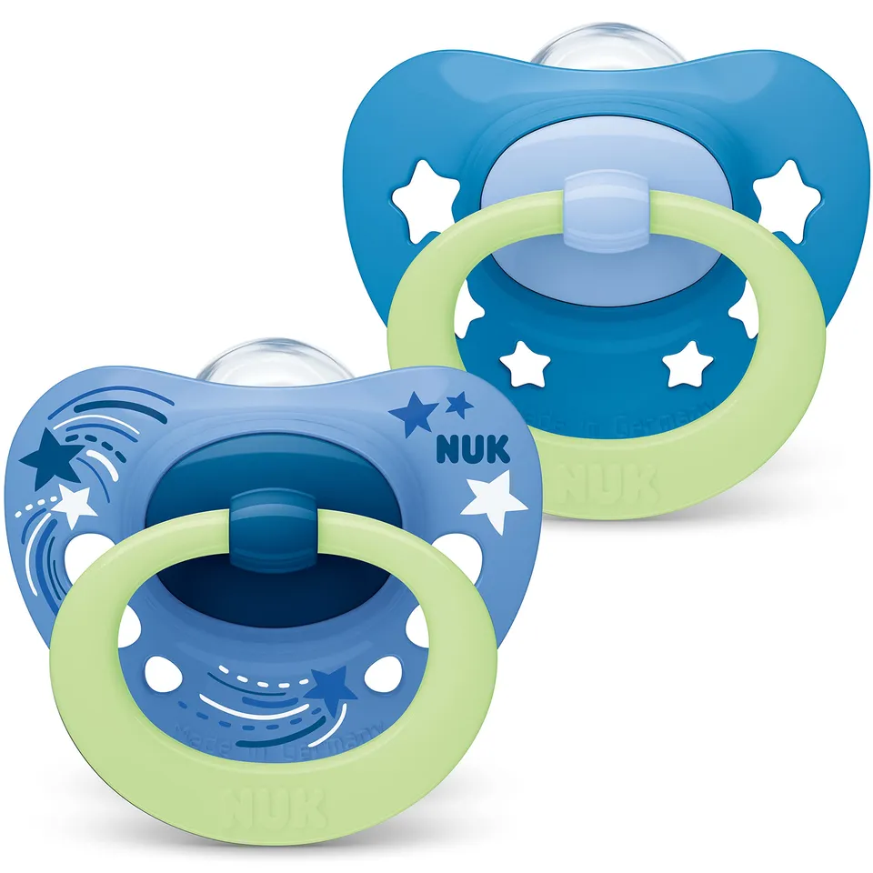 nuk-signature-night-sucette-silicone-6-18-mois-bleu-lot-de-2 image 1