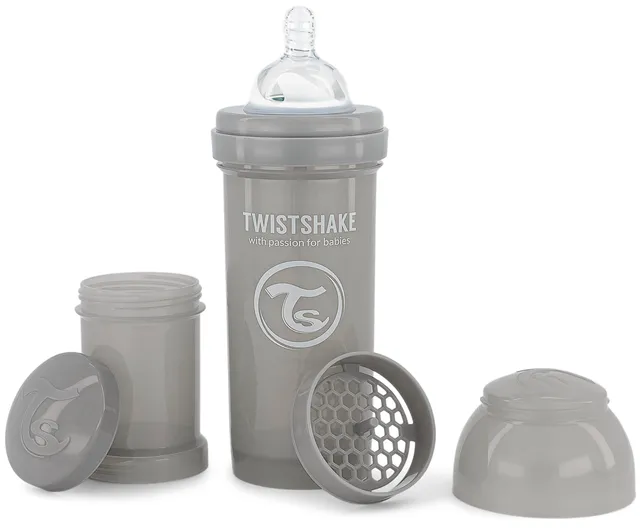 twistshake-biberon-anti-colique-260-ml-avec-r-cipient-lait-en-poudre-gris-2-mois image 1