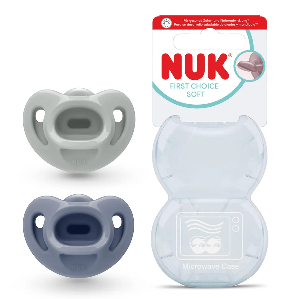nuk-first-choice-soft-sucettes-b-b-0-6-mois-silicone-vert-bleu-lot-de-2 image 1