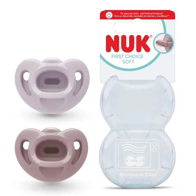 nuk-first-choice-soft-sucette-b-b-0-6-mois-silicone-violet-rouge-lot-de-2 image 1
