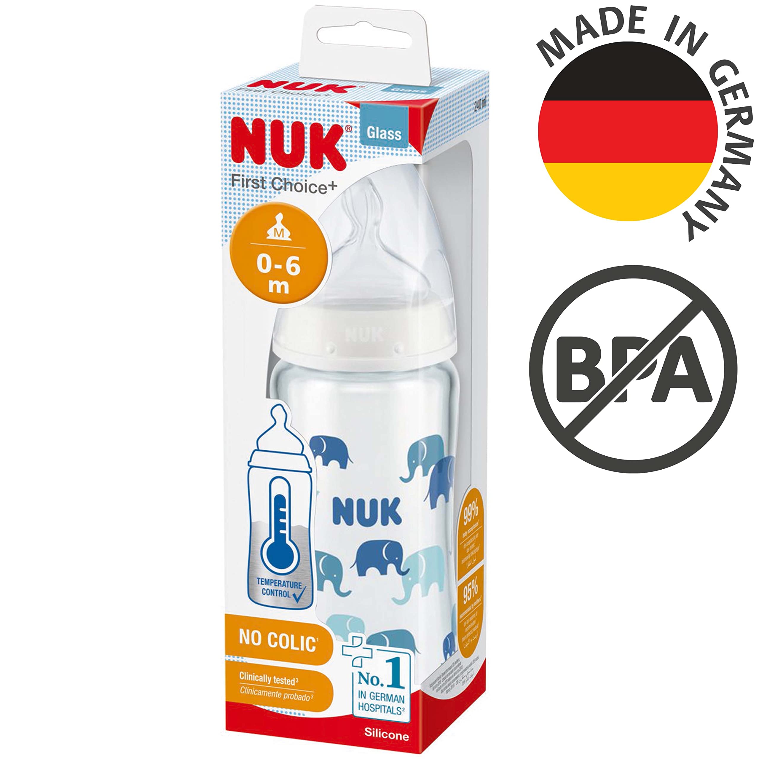 nuk-first-choice-biberon-verre-240-ml-0-6-mois-l-phants-silicone image 7