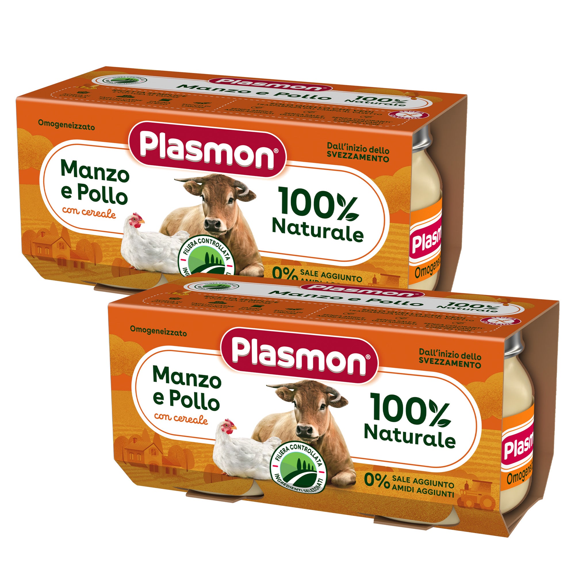 plasmon-homog-n-is-viande-b-uf-poulet-et-c-r-ale-petit-pot-b-b-2x-2x80g image 1