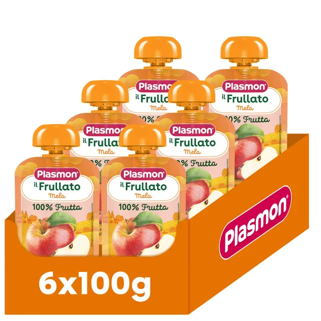 plasmon-frullato-100-frutta-mela-compote-pomme-b-b-6x100g image 1