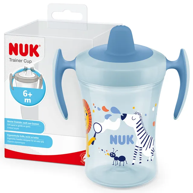 nuk-trainer-cup-tasse-apprentissage-6-mois-230-ml-z-bre-bleu-antifuite image 1