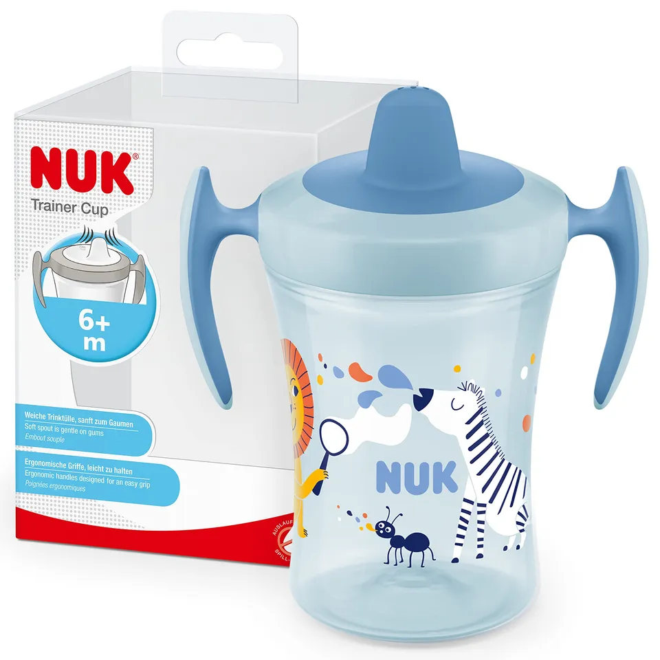 nuk-trainer-cup-tasse-apprentissage-6-mois-230-ml-z-bre-bleu-antifuite image 1