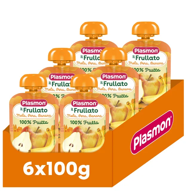 plasmon-frullato-100-pomme-poire-banane-compote-b-b-6x100g image 1