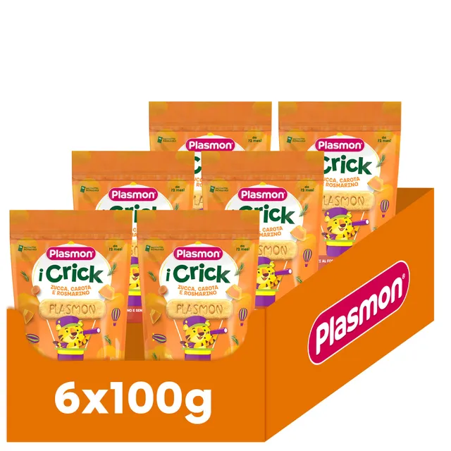 plasmon-snack-i-crick-zucca-carota-rosmarino-biscuits-sal-s-b-b-6-x-100g image 1