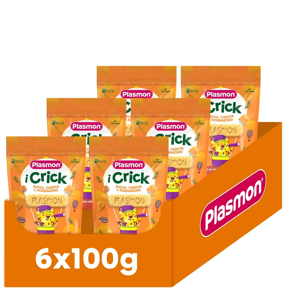 plasmon-snack-i-crick-zucca-carota-rosmarino-biscuits-sal-s-b-b-6-x-100g image 1