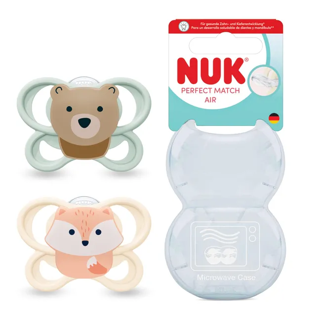 nuk-perfect-match-air-sucette-nouveau-n-0-2-mois-renard-ours-x2 image 1