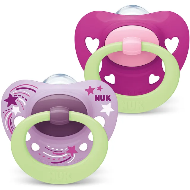nuk-signature-night-sucette-silicone-6-18-mois-rose-lot-de-2 image 1