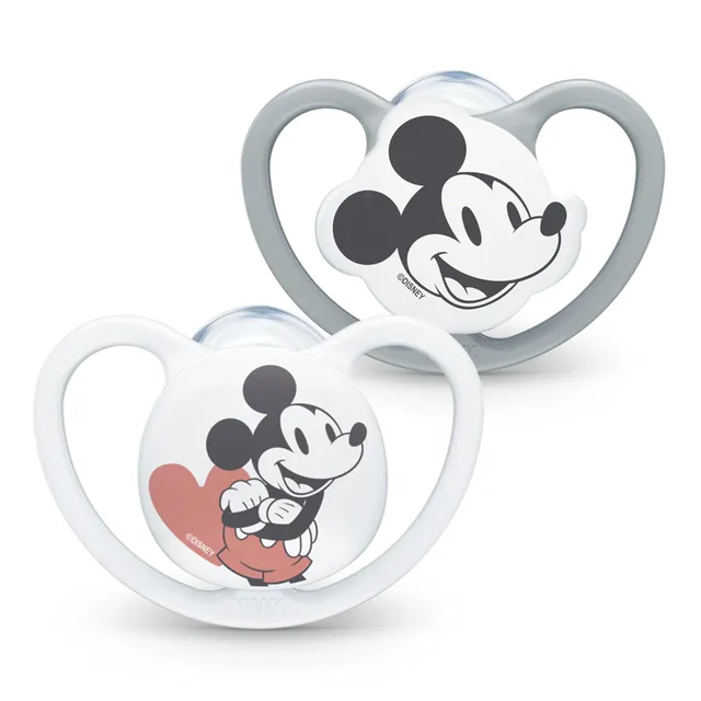 nuk-space-sucette-silicone-0-6-mois-mickey-gris-x2 image 1