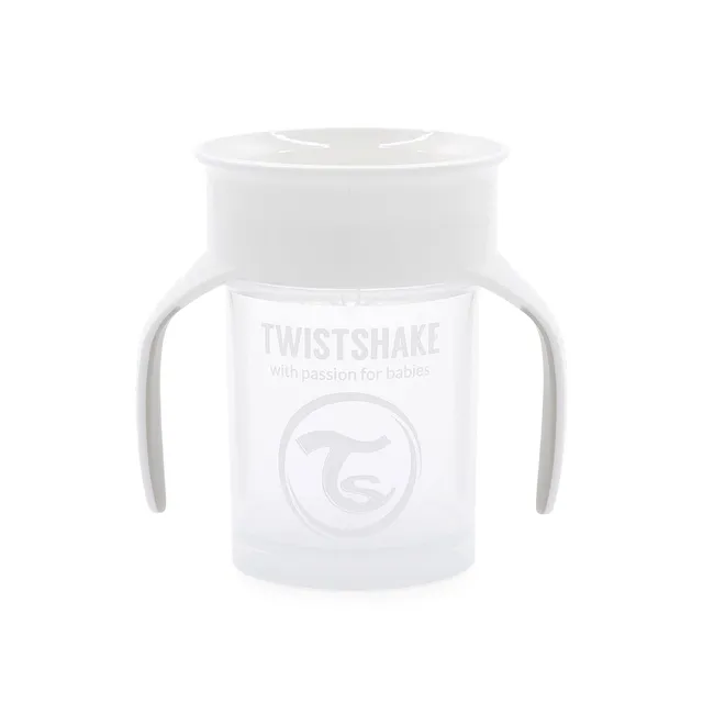twistshake-tasse-360-gobelet-apprentissage-230-ml-avec-poign-es-blanc-6-mois image 1