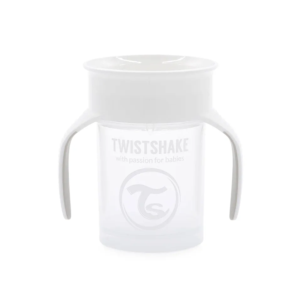 twistshake-tasse-360-gobelet-apprentissage-230-ml-avec-poign-es-blanc-6-mois image 1