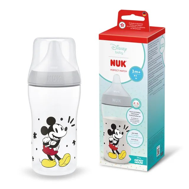 nuk-perfect-match-biberon-3-mois-260-ml-mickey-mouse-avec-indicateur-de-temp-rat image 1