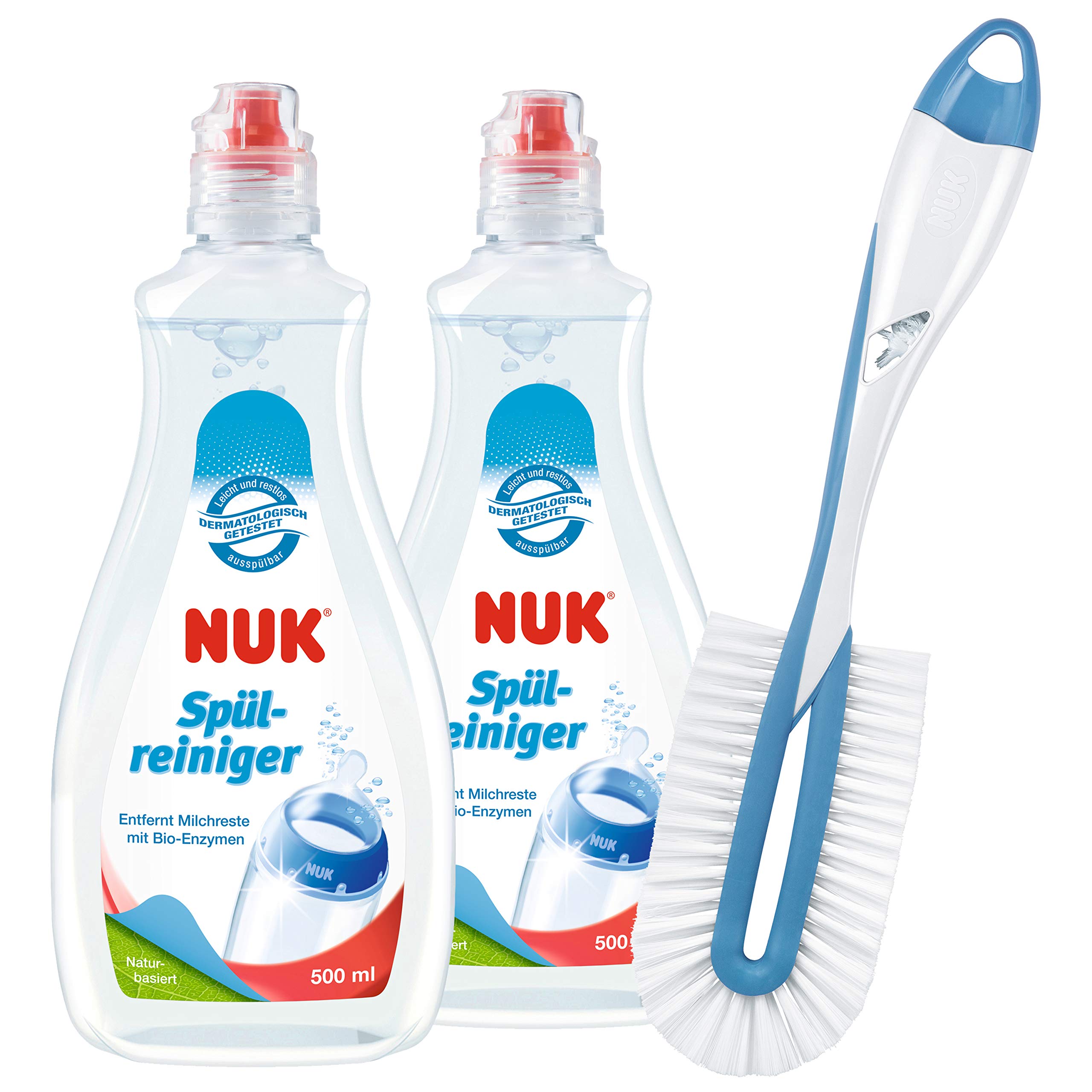nuk-kit-nettoyage-biberons-2x-liquide-500-ml-goupillon-twist-sans-parfum image 1