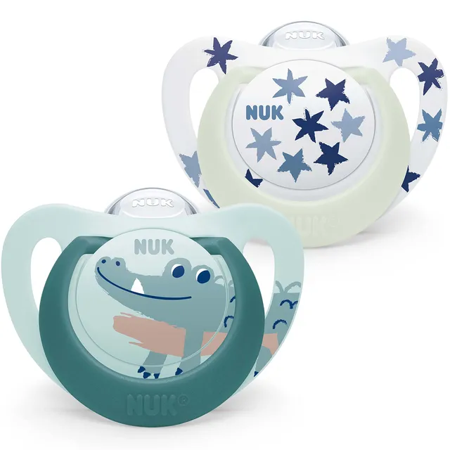 nuk-star-night-day-sucettes-silicone-18-36-mois-crocodile-vert-lot-de-2 image 1