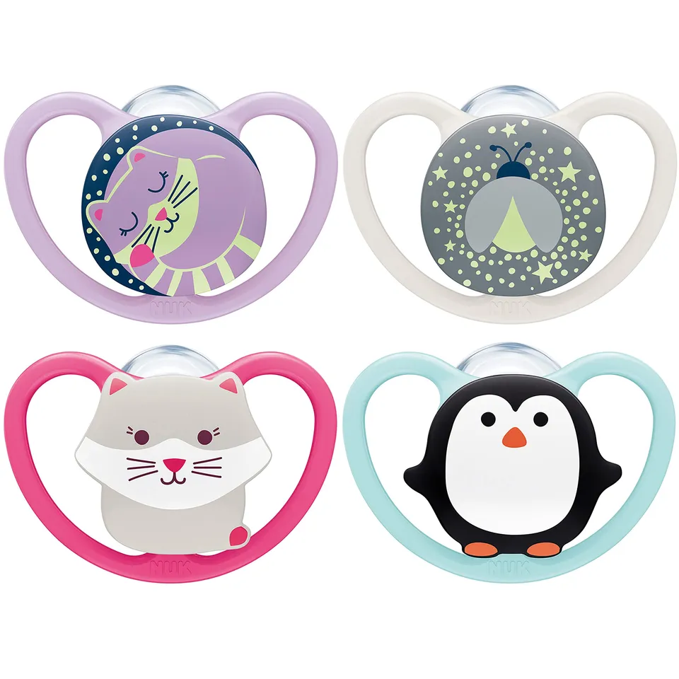 nuk-space-night-day-sucettes-silicone-18-36-mois-rose-lot-de-4 image 1