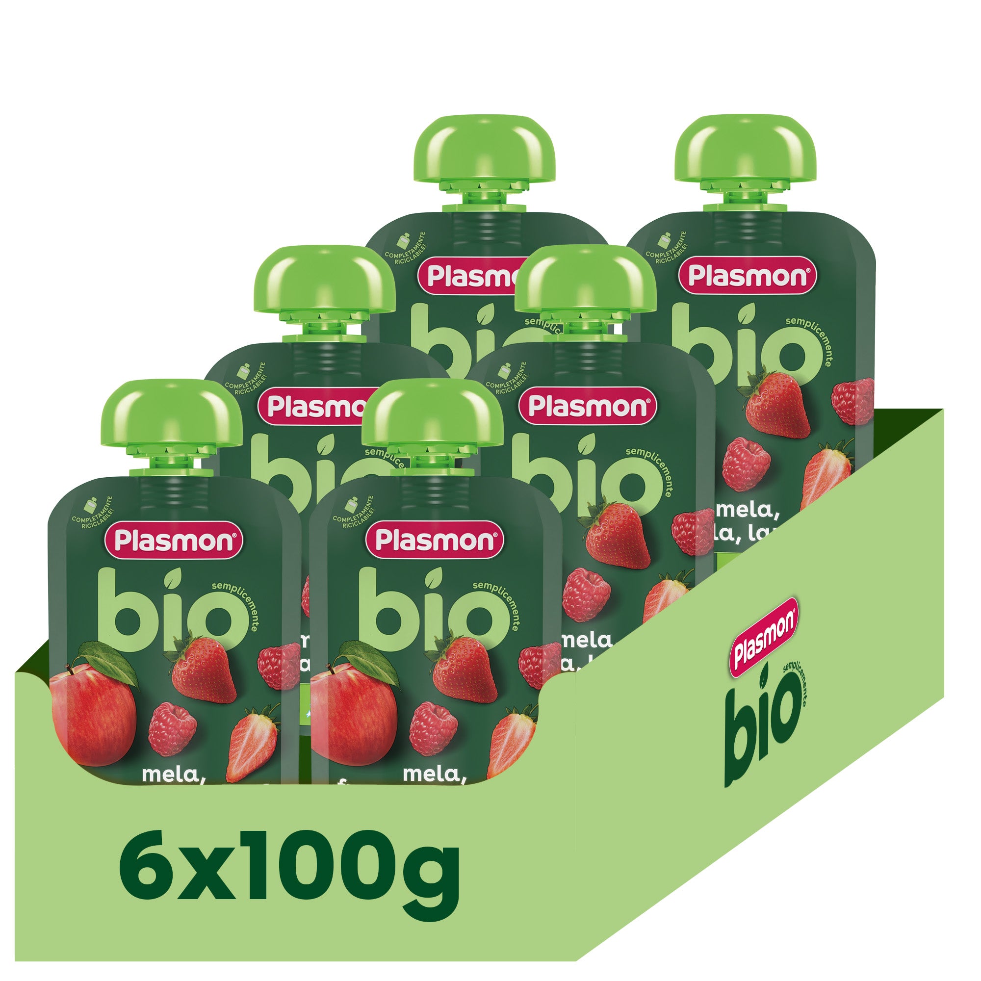 plasmon-frullato-bio-pomme-fraise-framboise-gourde-b-b-bio-6x100g image 1