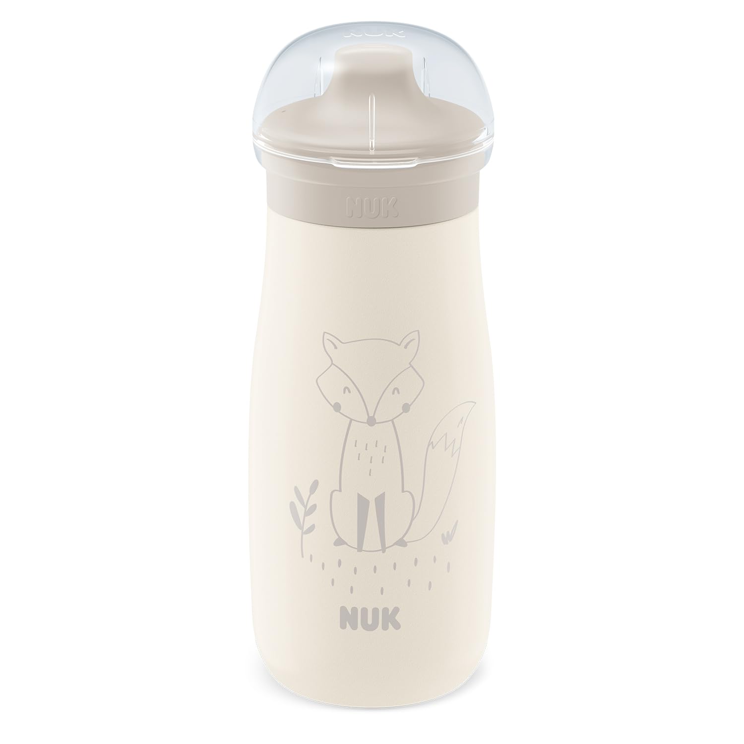 nuk-mini-me-gourde-inox-enfant-300-ml-9-mois-bec-anti-morsures-renard-beige image 1