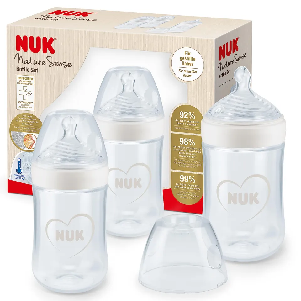 nuk-nature-sense-biberons-260-ml-0-6-mois-blanc-lot-de-3-avec-contr-le-temp-ratu image 1