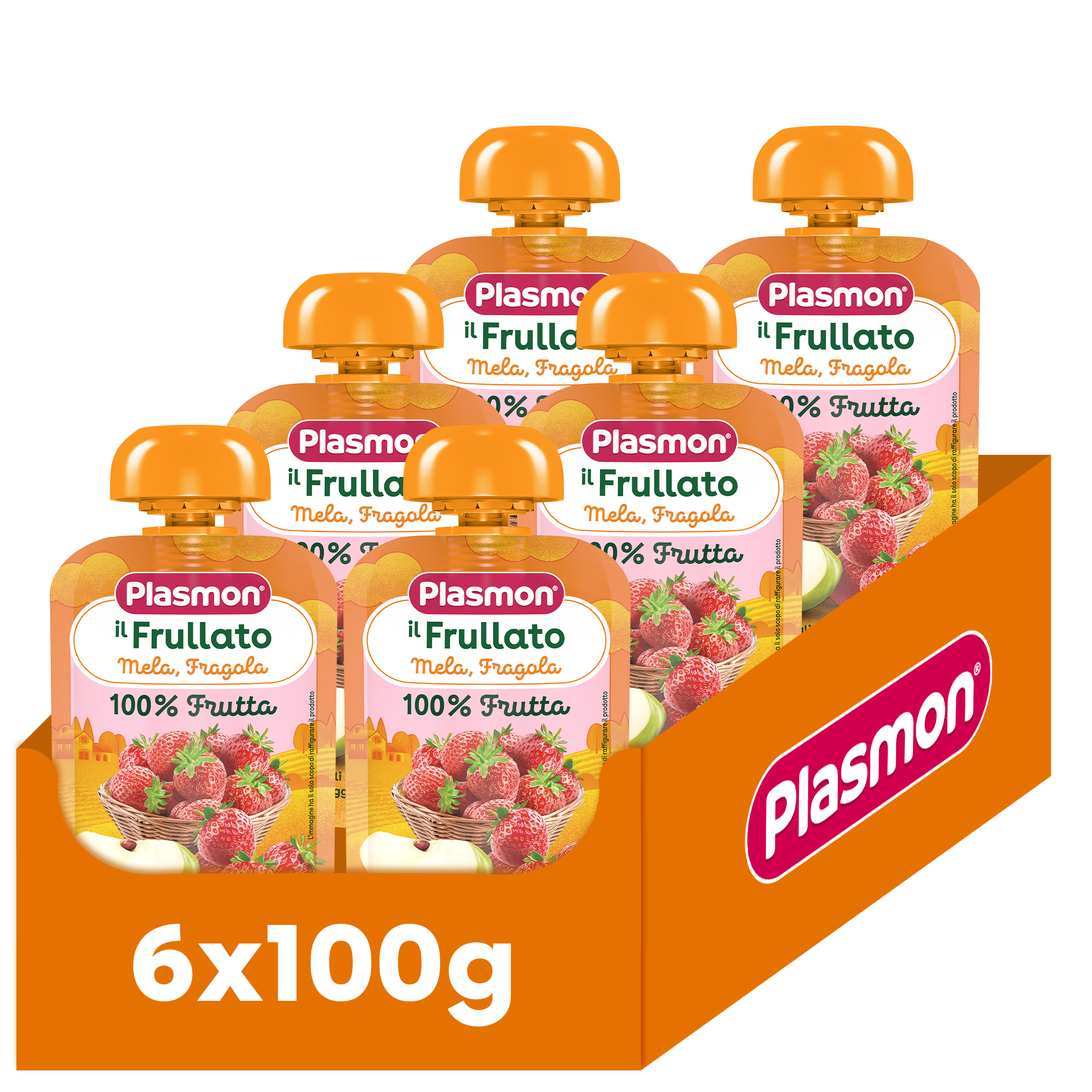 plasmon-frullato-100-frutta-mela-e-fragola-compote-b-b-6x100g image 1