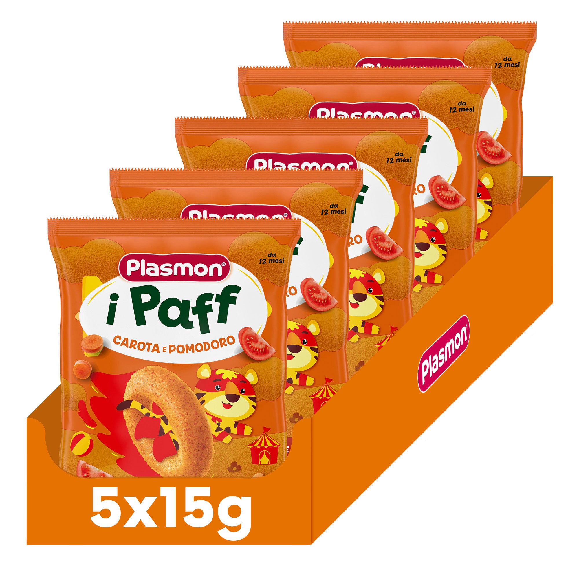plasmon-snack-i-paff-carota-e-pomodoro-snack-sal-b-b-5x15g image 1