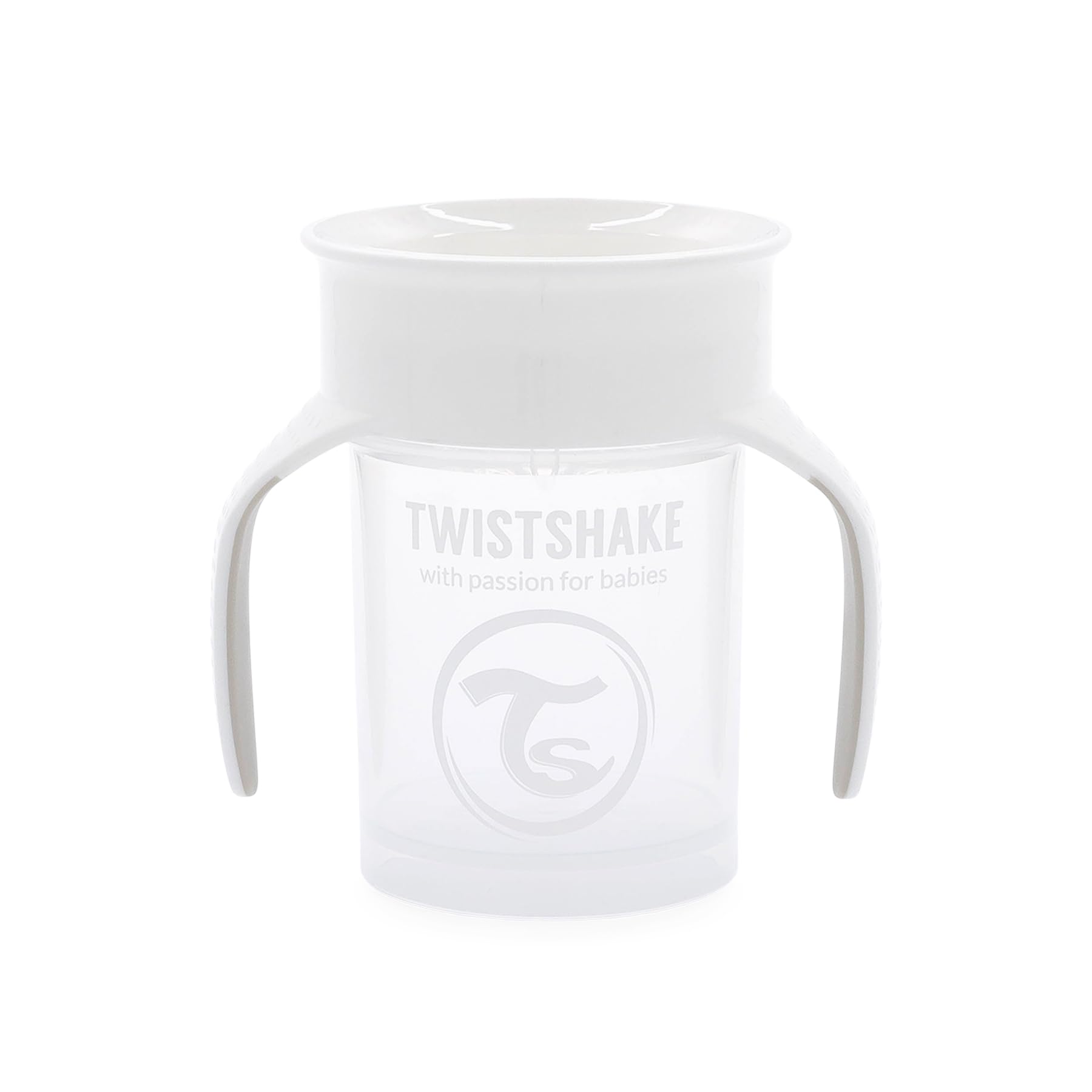twistshake-tasse-360-gobelet-apprentissage-230-ml-avec-poign-es-blanc-6-mois image 1