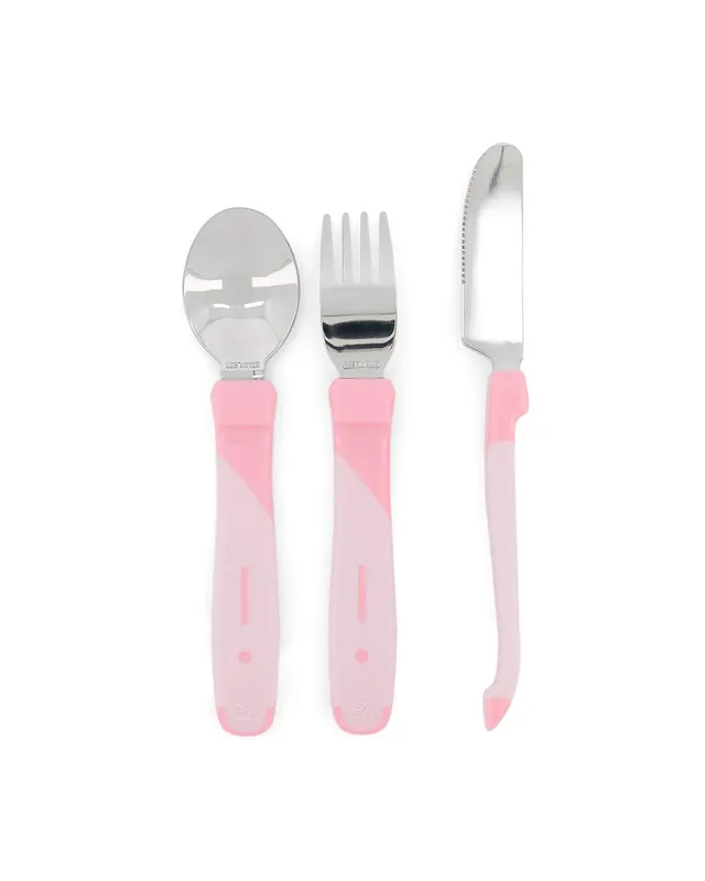 twistshake-couverts-b-b-12m-inox-cuill-re-fourchette-couteau-rose-lot-de-3 image 1