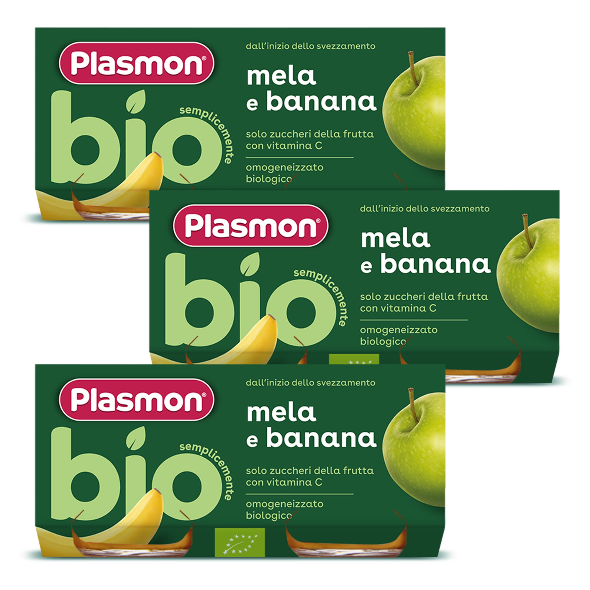 plasmon-bio-banana-e-mela-petit-pot-fruits-bio-b-b-6-x-80-g image 1