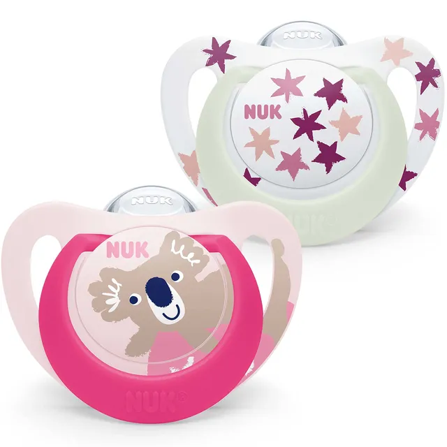 nuk-star-night-day-sucettes-silicone-6-18-mois-koala-rose-lot-de-2 image 1