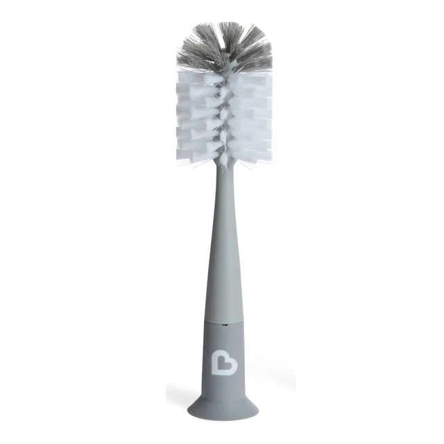 munchkin-brosse-biberon-deluxe-avec-brosse-t-tine-et-ventouse-gris image 1
