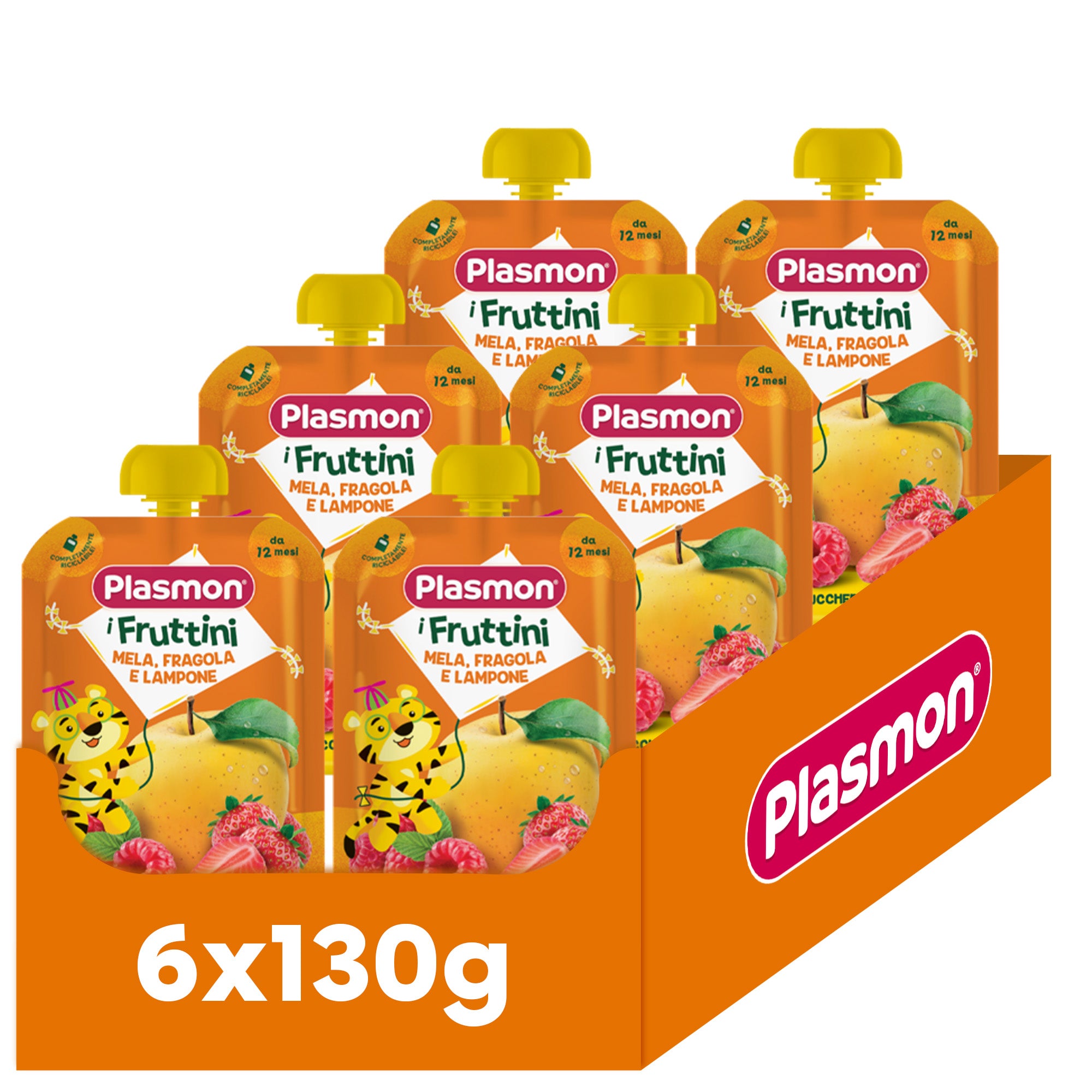 plasmon-i-fruttini-mela-fragola-e-lampone-6x130g image 1