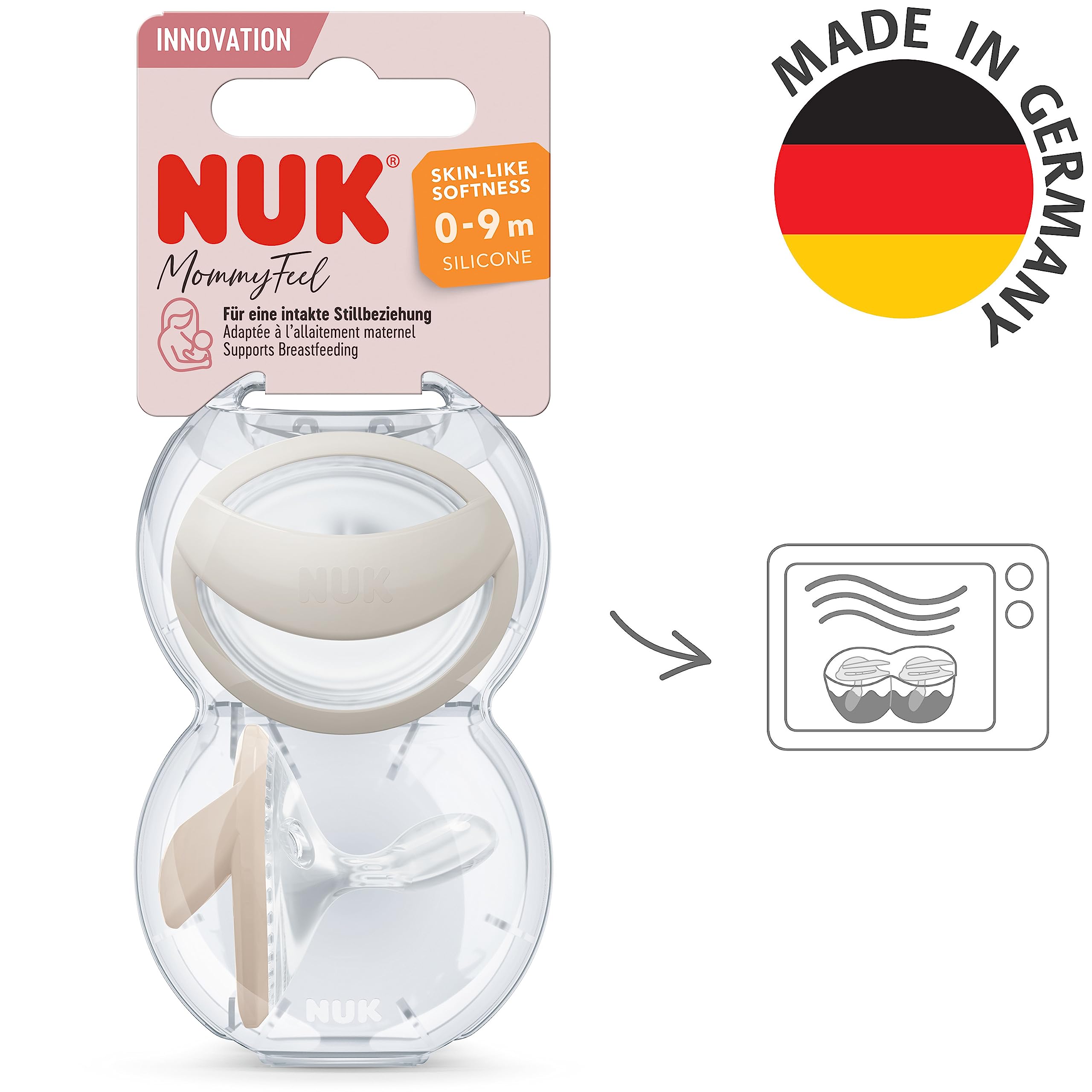 nuk-mommyfeel-sucette-b-b-0-9-mois-silicone-compatible-allaitement-gris-beige-et image 6