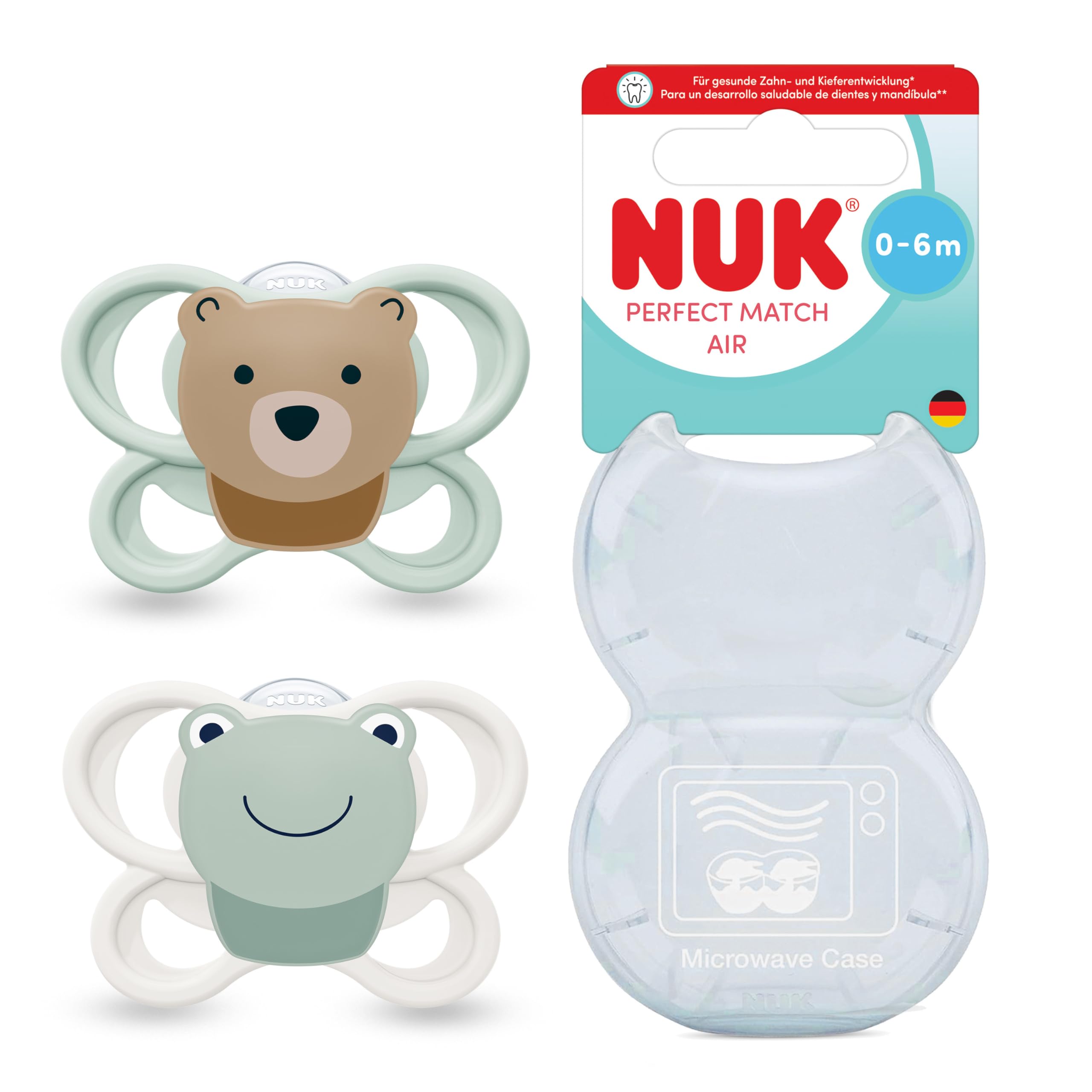 nuk-perfect-match-air-sucette-0-6-mois-ours-grenouille-lot-de-2 image 1