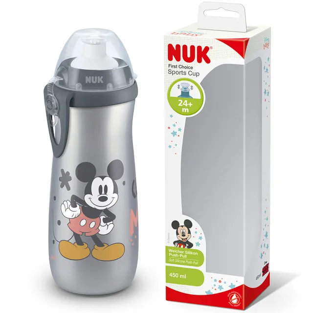 nuk-disney-sports-cup-mickey-gris-450-ml-24-mois-bec-e0-poussoir image 1
