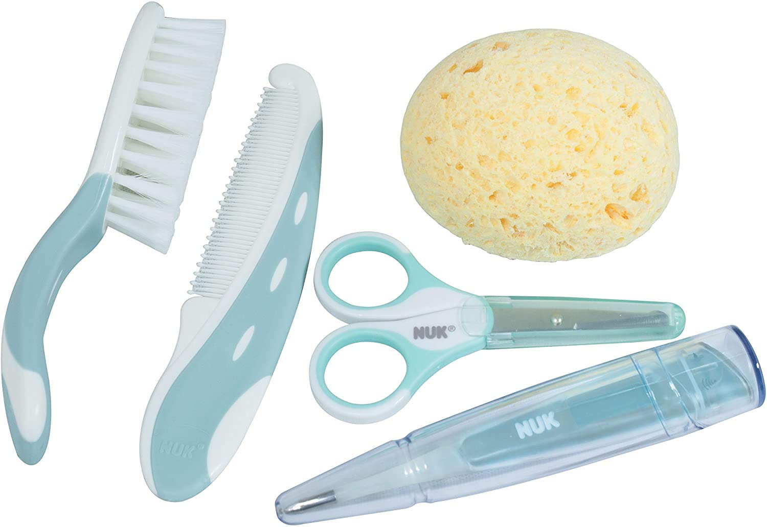 nuk-coffret-soin-b-b-5-pi-ces-brosse-peigne-ciseaux-thermom-tre-ponge image 2